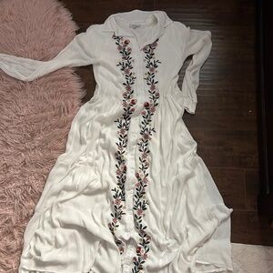 Embroidered white dress